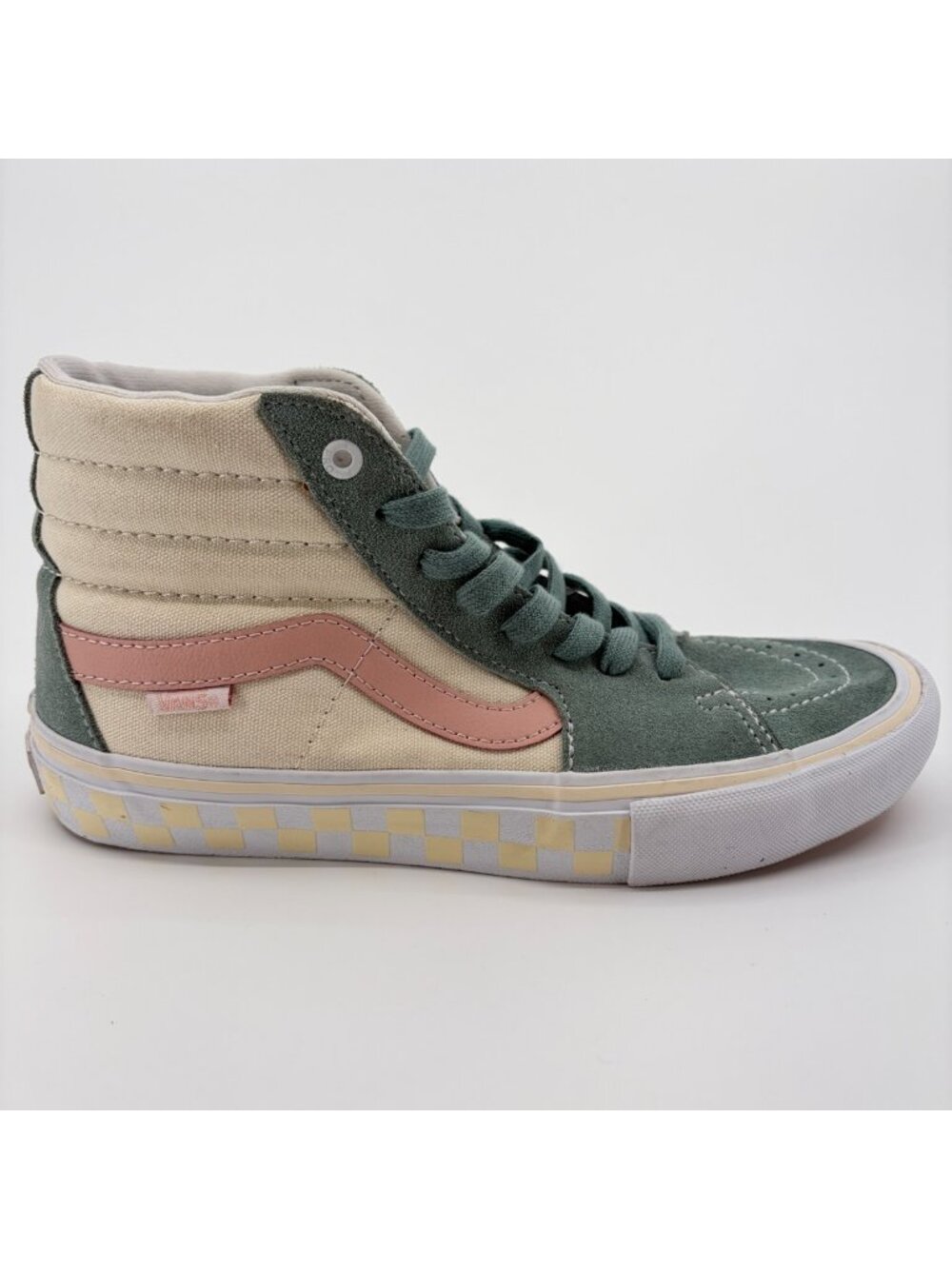 Vans Sk8-Hi Pro Mens Size 7.5 Green Beige Athletic Skateboard Shoes Sneakers